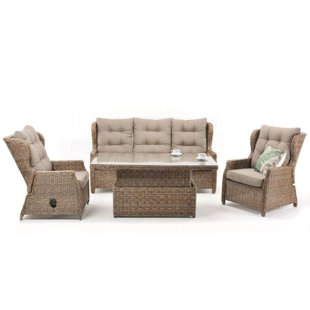 4 piece Drift Wicker Recliner setting with Pop-Up Table