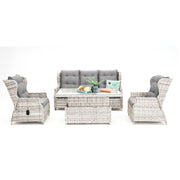 4 piece Drift Wicker Recliner setting with Pop-Up Table