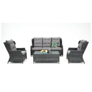 4 piece Drift Wicker Recliner setting with Pop-Up Table