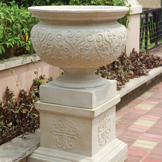 Renaissance Urn Pot & Pedestal Set