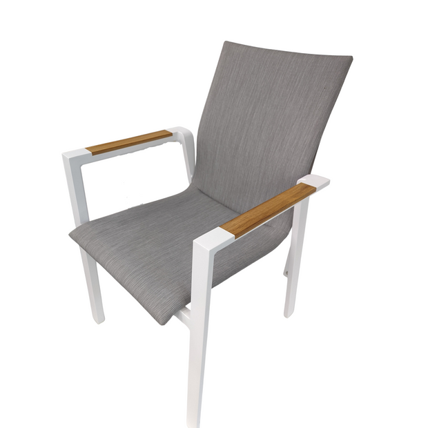 Bronte Chair with Teak Insert in White or Charcoal