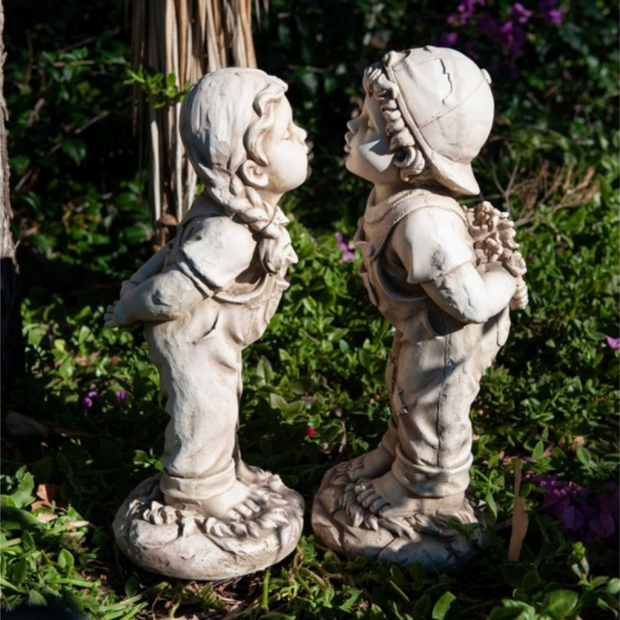 Girl Kissing Garden Statue